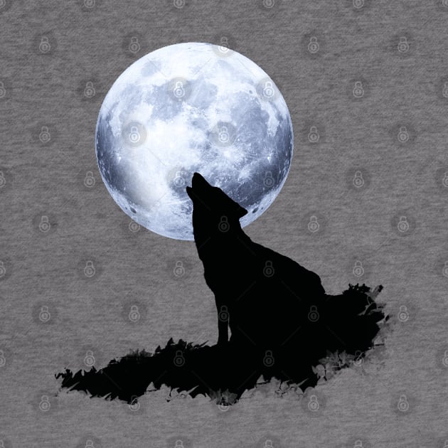 Wolf howling at the moon, nature and animals lovers by Collagedream